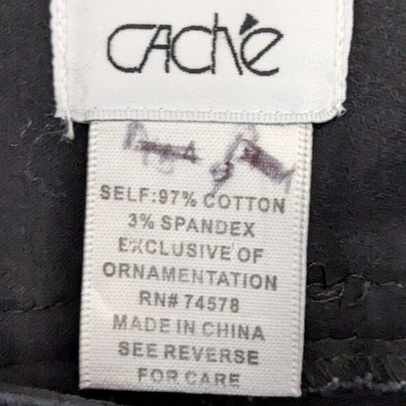 CACHE Black Low-Rise Stretch Cotton Front Zip Casual Career Pants; Size 4 - Picture 4 of 5